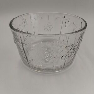 IITTALA FLORA 5" Round Glass Bowl Oiva Toikka Design Made in Finland NO CHIPS